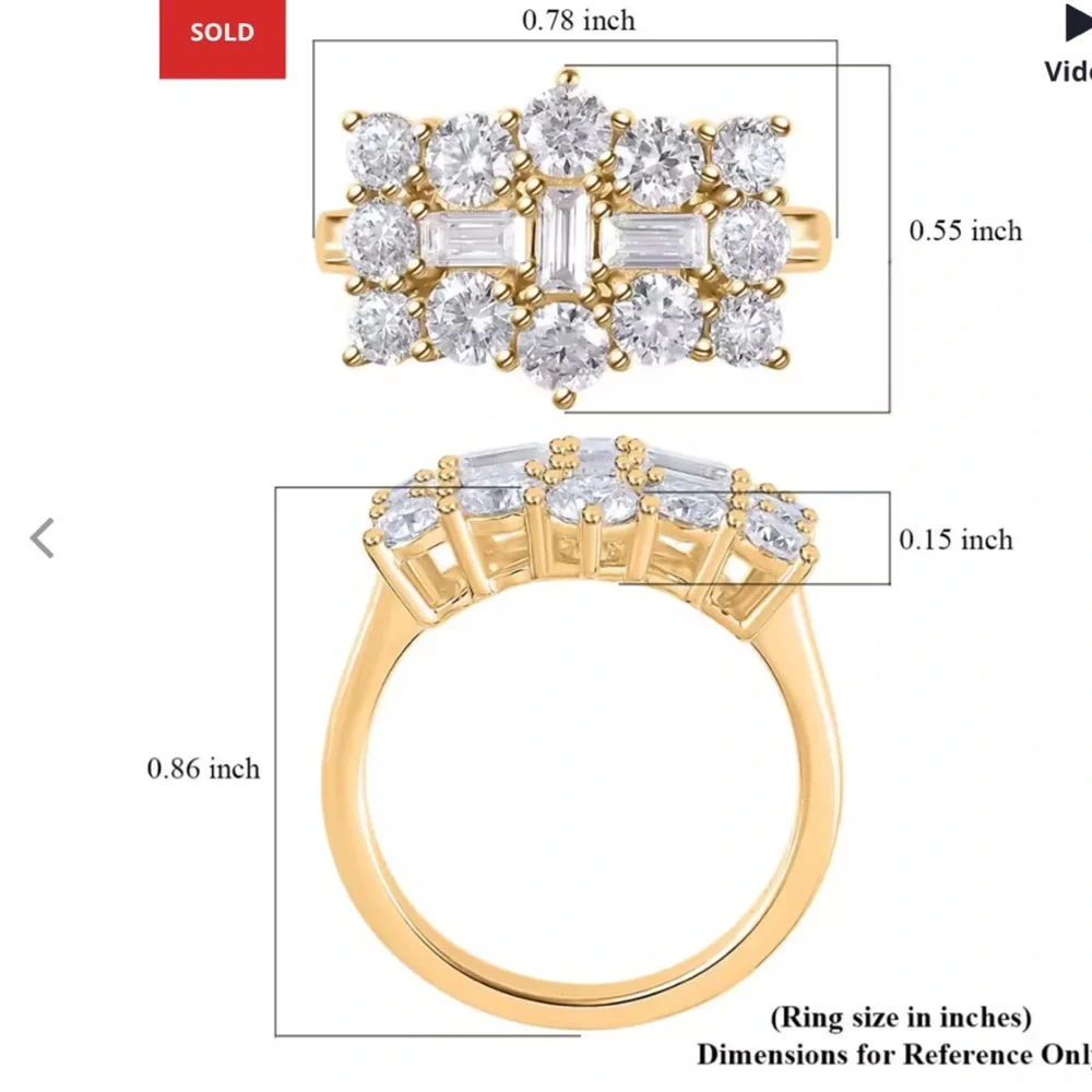 Moissanite Boat Ring in Vermeil Yellow Gold Over Sterling Silver